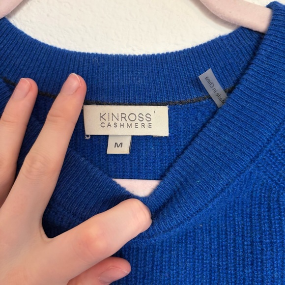 Kinross Cashmere Electric Blue Crewneck Sweater - Picture 2 of 4